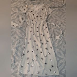 Pastel/sage green floral midi dress